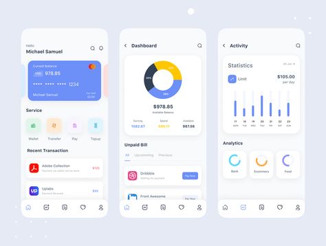 Budget Planner App, Chart Ui, Dashboard App, Dashboard Mobile, Budget Planners, Ui Design Dashboard, App Ideas, Budget App, Mobile App Design Inspiration