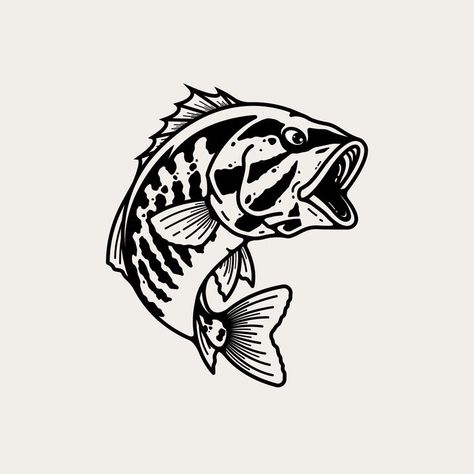 Smallmouth Bass leaping out of the water Bass Fish Tattoo, Bass Illustration, Bass Fishing Tattoo, Illustration Fish, Fishing Tattoo, Bass Logo, Fishing Logo, Smallmouth Bass, Bass Fish