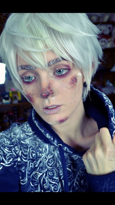 Jack Frost fx Fx Makeup For Beginners, Frost Bite Makeup, Jack Frost Makeup, Evermore Makeup, Frostbite Makeup, Jack Frost Costume, Evil Christmas, Makeup Emoji, Jack Frost Cosplay