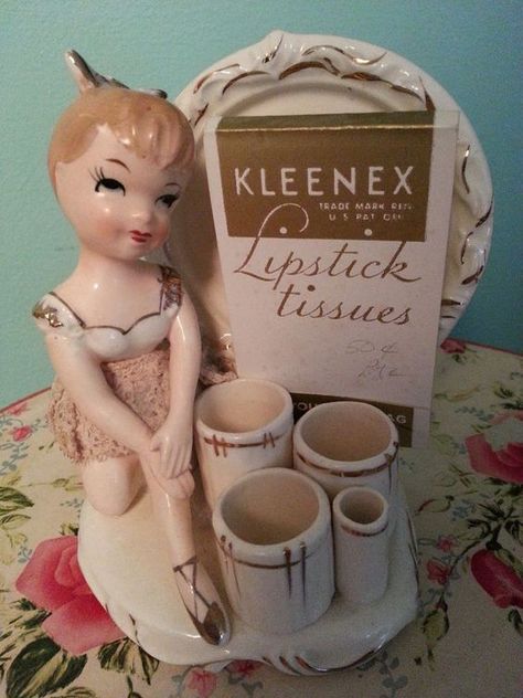 Vintage Toiletries, Antique Vanity Set, Unique Lipstick, Girls Vanity, Kleenex Tissues, Vintage Lipstick, Wall Vases, Dresser Accessories, Girls Lipstick