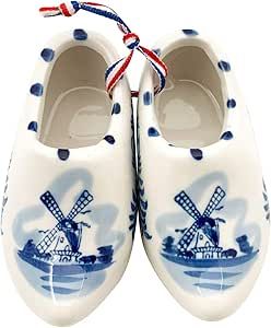 Delft Blue Ceramic Dutch Wooden Shoes Pair (2.25") | DutchGiftOutlet Dutch Wooden Shoes, Shoes For Party, Dutch Clogs, Ceramic Shoes, Windmill Design, Gift Packages, Wood Shoe, European Home, Balloon Weights