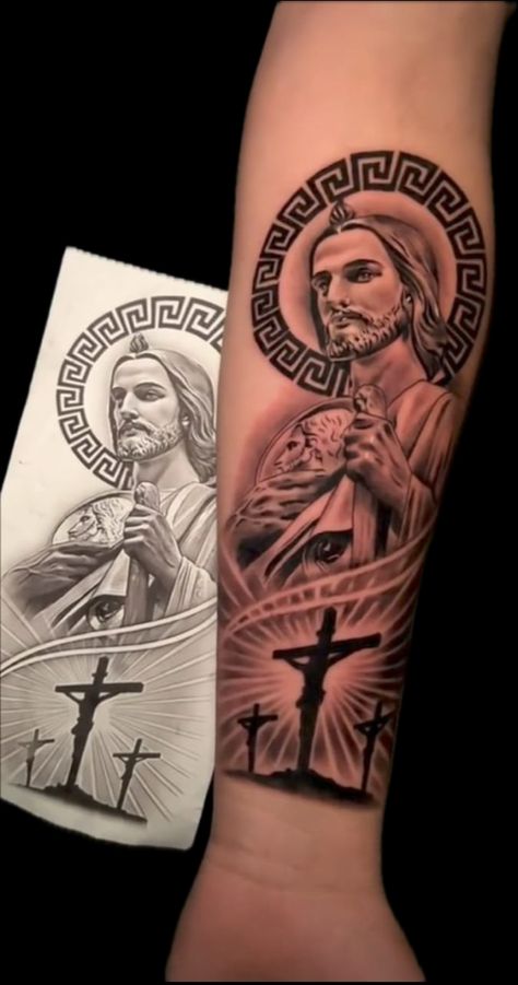 San Judas Hand Tattoo, San Judas Tadeo Tattoo On Hand, Mexico Tattoo Ideas, San Judas Tattoo, San Judas Tadeo Tattoo, Mens Body Tattoos, Full Hand Tattoo, Tattoo Shading, Meaningful Tattoo Quotes