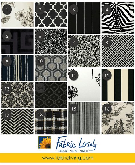 Black and white fabric mood board with lots of beautiful fabrics from great designers, including Duralee, Kasmir, Ralph Lauren, Scalamandre, Fabricut, Stout, Pindler, Robert Allen, Wesco, and Highland Court! Lots of ideas including botanical prints, ikat, zebra, pinstripe, chevron, toile, plaid, stripes, ikat and MORE! Click through for a full source list!! :) Happy designing! #diy #fabric #sewing Fabric Mood Board, Black And White Inspiration, London Cafe, Robert Allen Design, White Inspiration, Beautiful Fabrics, Design Texture, Black And White Fabric, Robert Allen