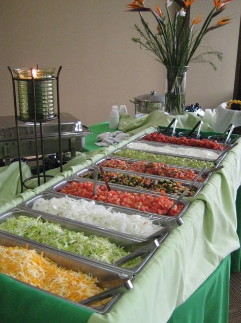 Jocelyn Brook Weddings: What To Serve Taco Buffet Ideas, Taco Bar Wedding Reception Buffet, Tacos Wedding, Taco Buffet, Taco Bar Wedding, Taco Station, Nacho Bar, Catering Buffet, Wedding Appetizers