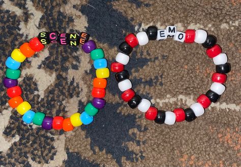 Emo Scene Bracelet, Emo Kandi Ideas, Kandi Singles Ideas Emo, Matching Kandi Bracelets For Friends, Kandi Bracelets Scene, Emo Bracelet Ideas, Matching Kandi Bracelets For Couples, Emo Kandi Bracelets, Scene Bracelets Ideas