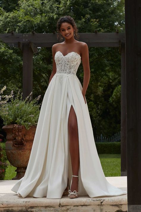 A Line Wedding Dress Sweetheart, Pleated Satin Skirt, Mori Lee Bridal, Blue By Enzoani, Justin Alexander Signature, Boho Jumpsuit, Essense Of Australia, Dress Gallery, Stella York