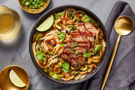 Pho-Style Beef Noodle Soup Recipe | HelloFresh Boat Noodle Soup, Thai Boat, Beef Chuck Steaks, Winter Pasta, Boat Noodle, Thai Beef, Noodle Soup Recipe, Pork Fillet, Beef Noodle Soup