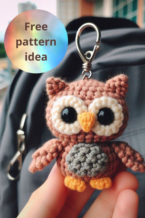 Make a cute owl amigurumi keychain with this easy crochet pattern! Perfect for adding a handmade touch to your keys or bag. Mini Creatures, Owl Crochet Pattern Free, Crochet Keyrings, Crochet Key Chains, Cotton Crochet Patterns, Crochet Bird Patterns, Crochet Bird, Amigurumi Keychain, Owl Crochet Patterns