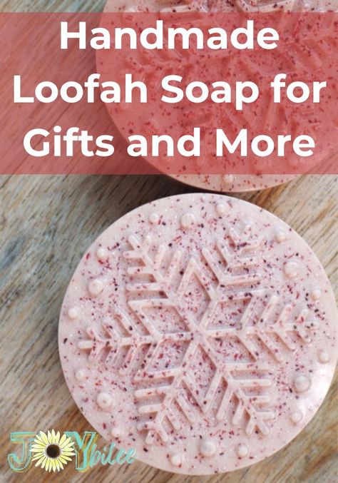 This loofah soap is a great option for gifts, for a make and take workshop, or just to make to pamper yourself. Loofah's are more exfoliating than a bath sponge, and best of all their natural and renewable. If you live in zone six or higher, you can even grow your own loofah gourds for sponges! Luffa Sponge, Sponge Crafts, Office Party Gifts, Melt And Pour Soap, Loofah Soap, Christmas Soap, Loofah Sponge, Melt And Pour, Bath Sponge