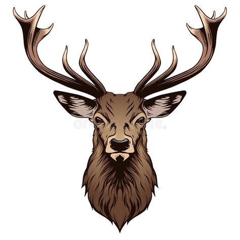 Vector Tattoos, Deer Head Tattoo, Tattoos Illustration, Deer Vector, Earth Tattoo, Lion Sketch, Horned God, Bulldog Tattoo, Deer Drawing