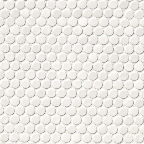 White Glossy Penny Round Mosaics add a punch of classic design to any design installation. For traditional design, select a grout similar to the white tile in tone and color, and for a more contemporary or modern approach, select a contrasting grout to make this backsplash tile or floor tile really pop. Penny Round Mosaic, Arabesque Tile, Hexagon Mosaic Tile, Round Mosaic, Penny Tile, Penny Round, Round Tiles, Ceramic Subway Tile, Ceramic Mosaic Tile