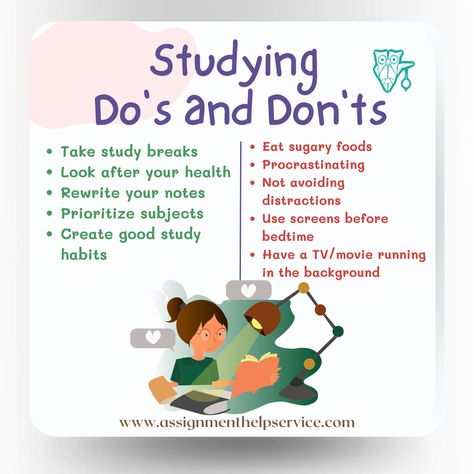 Being focused while studying is very important but students easily get distracted. We are here with tips of what to do and what not to do while studying. #assignmenthelpservice #studytips #effectiveways #academicsolution #academichelper #academictips #academichelponline How To Stop Distractions While Studying, Holiday Homework, Study Break, Personal Improvement, Do's And Don'ts, School Tips, Productivity Tools, Life Hacks For School, Look After Yourself