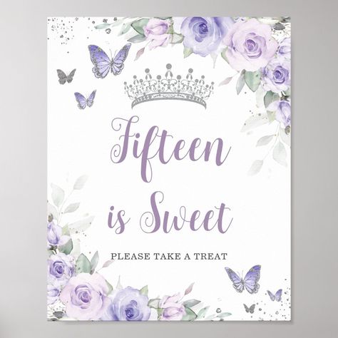 Lavender Sweet 16 Decorations, Quince Decorations Purple, Purple Sweet 16 Decorations, Lavender Quinceanera Decorations, Lavender Quinceanera Ideas, Purple Quinceanera Theme, Butterfly Sweet 16, Lavender Quinceanera, Quinceanera Guest Book