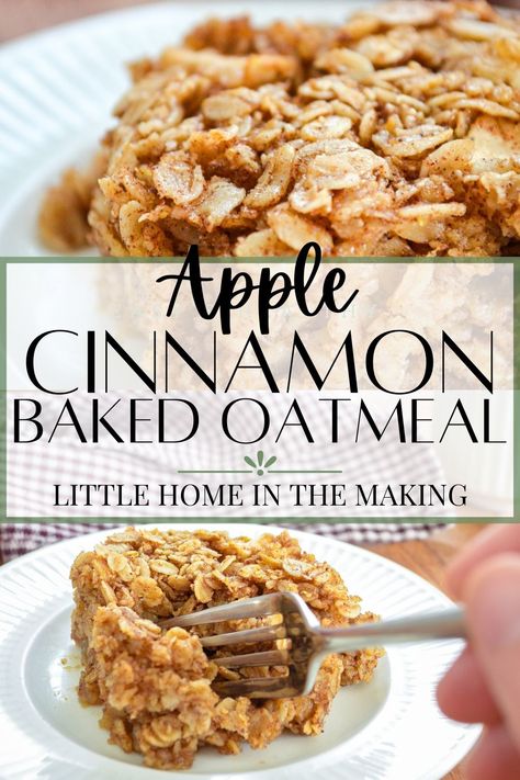 This Baked Oatmeal features tender apple, warm cinnamon, and pantry basics to make a delicious make ahead breakfast casserole. This Apple Cinnamon Baked Oatmeal is hearty, filling, and perfect to stash in the freezer. This is the perfect way to use up those apples from apple picking, or the last few left in your fruit bowl. Naturally gluten free, with easy dairy free substitutions. This is a family favorite breakfast recipe that is sure to make it on your breakfast meal plan again and again! Easy Baked Oats Recipe, Easy Baked Oats, Oat Breakfast Recipes, Apple Cinnamon Baked Oatmeal, Cinnamon Baked Oatmeal, Baked Oats Recipe, Pantry Basics, Baked Apple Oatmeal, Oats Recipes Breakfast