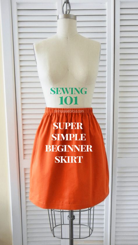 Beginner Skirt, Elastic Waist Skirt Pattern, Skirt Sewing Tutorial, Pola Topi, Sewing 101, Skirt Sewing, Skirt Tutorial, Diy Vetement, Diy Skirt