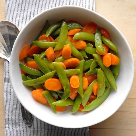 Bake Beans, Spring Vegetables Recipes, Spring Side Dishes, Vegetable Medley, Orange Glaze, Pretty Orange, Garden Food, Pea Pods, Spring Vegetables