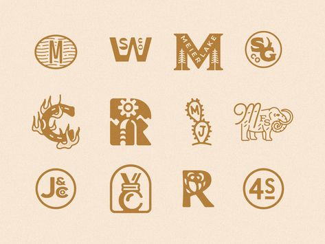 Monogram Roundup by Mark Johnston on Dribbble Monogram Tile, Beverage Branding, Pottery Stamp, Creative Juice, Card Inspo, Branding Illustration, Sign Writing, Clay Diy Projects, Ceramics Ideas