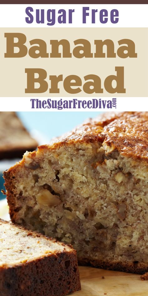 Sugar Free Bread, Dolce Poche Calorie, Sugar Free Banana Bread, Biscuits Diététiques, Sugar Free Baking, Sugar Free Recipes Desserts, Postre Keto, Banana Nut Bread, Banana Bread Recipe