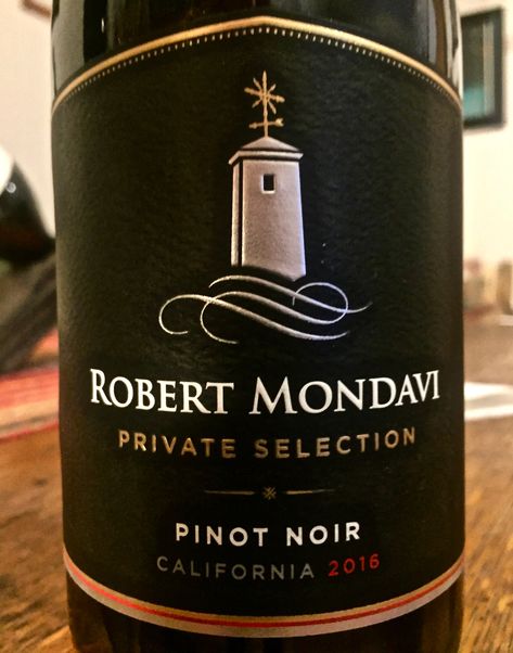 Label from bottle of Robert Mondavi Private Selection California Pinot Noir 2016 Robert Mondavi, Best Pinot Noir Wine, Smoked Mackerel, Black Lebal Wine, Bing Cherries, Fortified Wine, Smoked Fish, Pinot Grigio, Dried Apricots