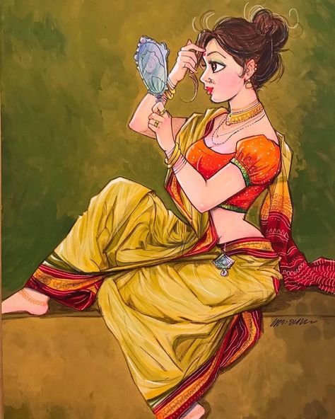 Indian Women Painting, Honey Rose, Indian Art Gallery, Art Articles, Girl Drawing Sketches, 3d Figures, Beautiful Art Paintings, Cartoon Girl Drawing, Illustration Art Girl