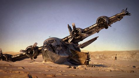 Plane Desert Wreck 01 by TiagoPorto.deviantart.com on @DeviantArt Airplane Graveyard, Ww2 Aircraft, Abandoned Cars, Game Inspiration, Dieselpunk, Post Apocalyptic, Abandoned Places, Graveyard, Auto Repair