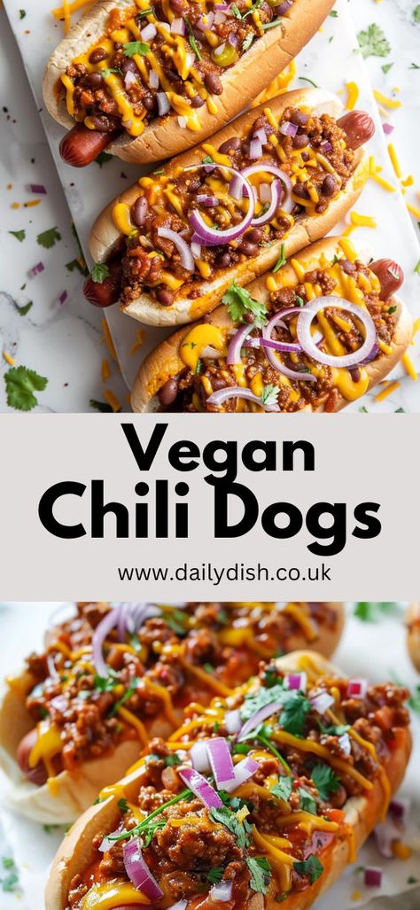 Vegan Chili Dogs Coney Dogs, Vegetarian Hot Dog, Vegan Cookout, Veggie Hot Dog, Chili Dog Chili Recipe, Easy Vegan Chili, Hotdog Chili Recipe, Vegan Meat Recipe, Vegan Hot Dog