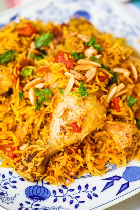 Kabsa (Saudi Arabian Chicken & Rice) | Chef Tariq Kabsa Recipe Chicken, Kabsa Rice, Baked Chicken Pieces, Kabsa Recipe, Middle East Recipes, Arabian Food, Lobster Recipes, One Pot Dishes, Chicken And Rice