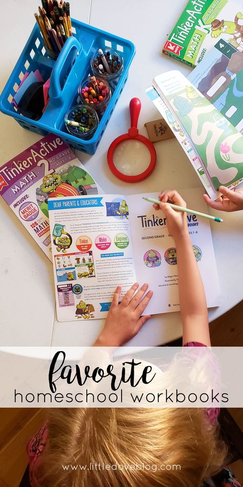 Our favorite homeschool workbooks for our home study days. Homeschool resources. Best student workbooks. #homeschool #backtoschool #workbooks Homeschool Workbooks, Relaxed Homeschooling, Workbook Cover, Tactile Learning, Best Student, Studying Math, Educational Activities For Kids, Kindergarten Science, Summer Learning