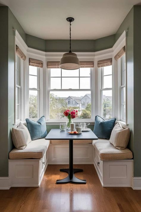 7 Breakfast Nook Ideas That'll Make You Wanna Rise and Shine Farmhouse Breakfast Nook, Seating In Kitchen, Cozy Kitchen Nook, Diy Breakfast Nook, Modern Breakfast Nook, Breakfast Nook Ideas, Dining Room Bench Seating, Kitchen Breakfast Nooks, Cozy Breakfast Nook