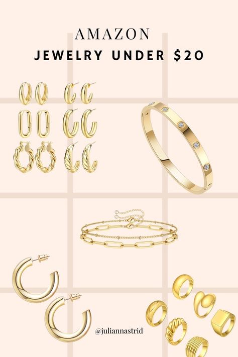 Cheap Nickel-free Gold Plated Jewelry, Affordable Hypoallergenic Gold Bracelet, Cheap Tarnish Resistant Gold Bracelets, Gold Chain Necklace Amazon, Adjustable Gold Bracelets, Tarnish Resistant, Jewelry Must Haves, Bracelets Cartier, Jewelry Affordable, Thick Gold Hoop Earrings