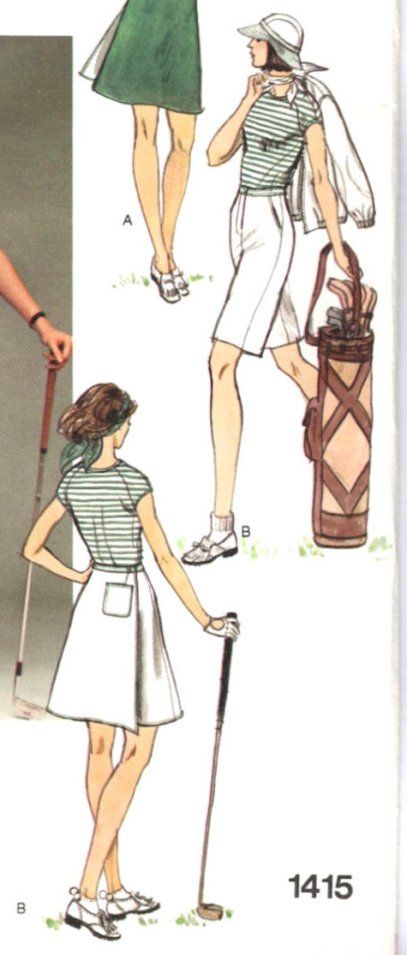 1970s Donna Karan for Anne Klein for Penfold golf pattern - Vogue 1415 1970s Golf Fashion, Vintage Golf Fashion, Golf Poses, Golf Fashion Men, Golf Pattern, Womens Golf Wear, Indoor Golf, Golf Attire Women, Golf Inspiration