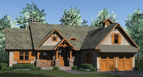 Home plan: Rustic Craftsman is open with lots of storage | Star Tribune Rustic Craftsman, Stylish Bedroom Design, Rustic Exterior, Craftsman Exterior, Open Concept Layout, Craftsman Style Homes, Craftsman Style House Plans, Craftsman House Plan, Craftsman House Plans