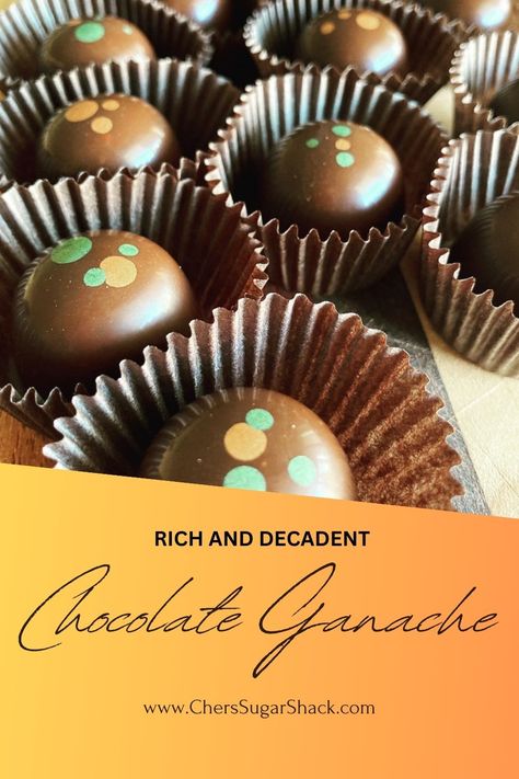 This chocolate ganache recipe is a versatile and decadent mixture commonly used in confectionery, such as bonbons. It is made by combining chocolate and cream, resulting in a smooth, glossy, and rich mixture that can be used for various purposes, including filling, glazing, or coating candies like bonbons. Bourbon Ganache, Alcohol Candy, Bourbon Chocolate, Chocolate Ganache Recipe, Honey Bourbon, Chocolate Bourbon, Ganache Recipe, Sugar Shack, Chocolate Ganache