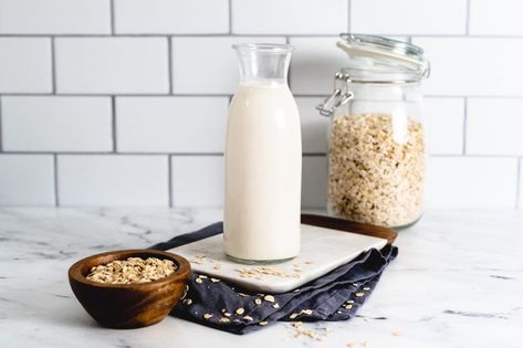 Homemade Oat Milk Recipe from Bob's Red Mill! Almond Cow Recipes, Oat Milk Creamer, Cow Recipes, Make Oat Milk, Almond Cow, Oat Milk Recipe, How To Make Oats, Hemp Protein Powder, Nut Milk Bag