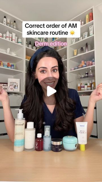 Dr Aamna Adel on Instagram: "Order for your morning skincare routine ☀️🧴💕

Not everyone needs to cleanse in the morning! I usually don’t wash my face in the morning and just use Michelle’s water because I have dry skin 🫶

#skincare #skincaretips #skincareroutine #skincareproducts #skincareproduct #dermatologist #skinroutine #amskincareroutine #glowyskin #hydratedskin #hydratingskincare #clearskin #clearskintips #koreanskincare #skincarethread #skincarethreads" Nighttime Skincare Routine Order, Face Routine Order, Night Time Routine Skincare, Night Skin Care Routine Steps, Night Care Routine, Night Time Skin Routine, Night Skincare Routine, Deep Clean Skin, Hydrating Skin Care