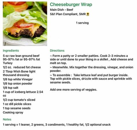 Optavia Burger, Optavia Cheeseburger, Cheeseburger Wrap, Lettuce Burgers, Turkey Melt, Cheeseburger Wraps, Lean Protein Meals, Optavia Recipes, Lean And Green