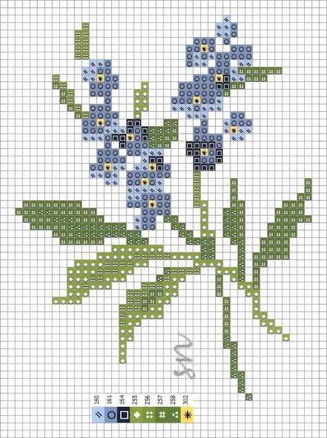 Cross Stitch Small Flowers, Cross Stitch Flowers Simple, Flower Cross Stitch Pattern, Vintage Cross Stitch Patterns Flowers, Forget Me Not Cross Stitch, Forget Me Not Cross Stitch Pattern, Embroidery Wall Art, Pola Kristik, Cross Stitch Patterns Flowers