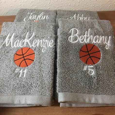 These are high quality hand towels- larger sized for wiping sweat! 16x26 100% Cotton I can do volleyball, basketball, soccer, tennis, badminton, lacrosse - just about anything! You have a group, I will design your towels! Please leave all info in name to seller box- or send me a Basketball Senior Night, Basketball Team Gifts, Basketball Uniforms Design, Senior Night Gifts, Basketball Party, Basketball Tips, Basketball Birthday, Basketball Skills, Cheer Gifts