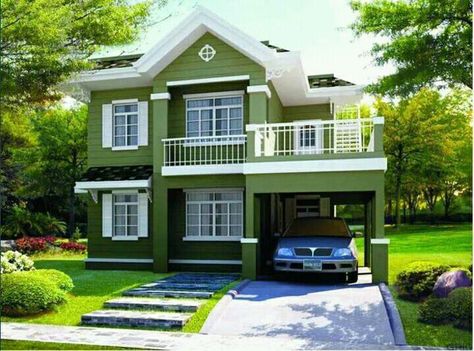 Lovely! A delightful and beautiful    house yet green...... Philippines House Design, Two Story House Design, Bungalow Style House Plans, House Design Trends, Two Story House, Kerala House Design, Architecture Model House, Duplex House Design, Model House Plan