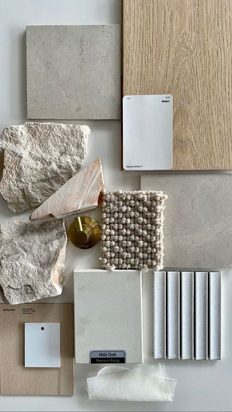 Mood Board Interior Travertine, Natural Neutral Interior Design, Material Pallete Interior, Natural Material Moodboard, Material Flat Lay, Interior Design Materials Board, Material Selection Interior Design, Interior Design Texture Inspiration, Flat Lays Interior Design