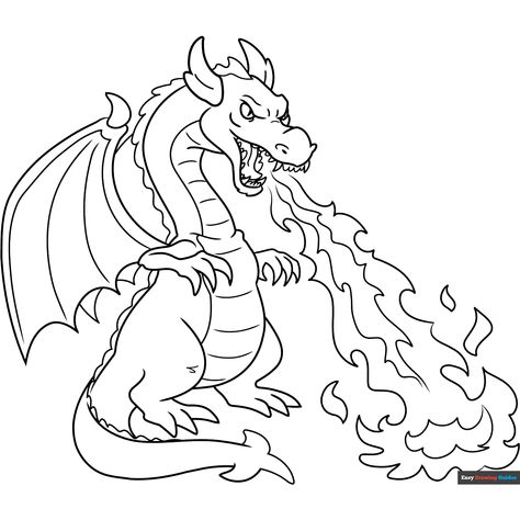 Free Fire Breathing Dragon Coloring Page for Kids Inside Out Coloring Pages, Dragon Craft, Dragon Coloring Pages, Realistic Dragon, Breathing Fire, Paper Dragon, Dragon Coloring, Fire Drawing, Fire Breathing Dragon