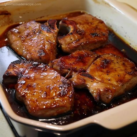 Easy and Delicious Brown Sugar Pork Chops Recipe - My Home Made Recipe Baked Bone In Pork Chop Recipes, Delicious Brown Sugar Chops, Brown Sugar Chops, Pork Chop Recipes Brown Sugar, Brown Sugar Pork Chops In Oven, Thick Pork Chops In Oven, Pork Sirloin Chops Recipes, Fast Dinner Ideas Easy, Thick Pork Chop Recipes