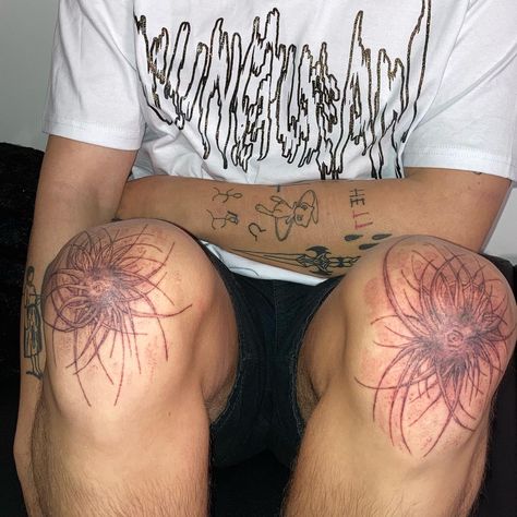 Scratched Knee Tattoo, Busted Knee Tattoo, Scraped Knees Tattoo, Scraped Knee Tattoo, Euro Trash Tattoo, Knee Cap Tattoo Men, Under The Knee Tattoo, Knee Tats, Knees Tattoo