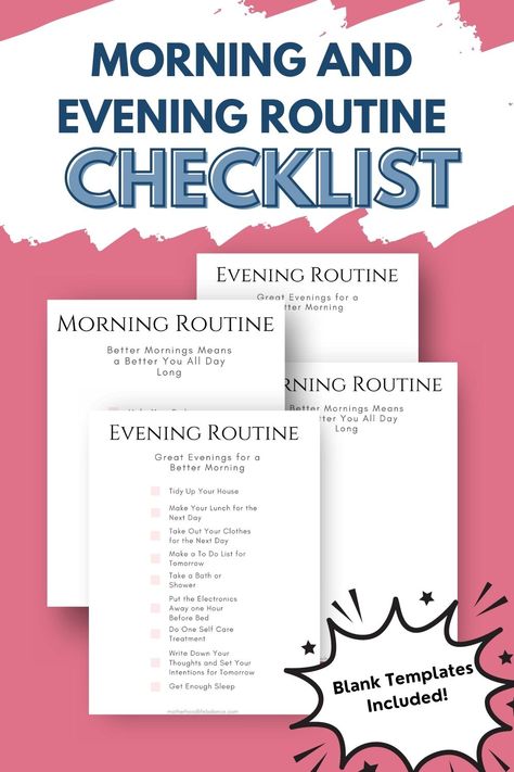 Morning and Evening Routine Printable to help you feel productive and ready to get up in the morning. A good routine will help you feel accomplished, motivated and it will give you time for yourself. Don't forget to have a good evening routine too! This morning and evening routine is sure to have you feeling your best each and everyday. Morning And Evening Routine Printable, Best Daily Routine, Printable Morning Routine, Busy Mom Planner, Morning And Evening Routines, A Good Routine, Have A Good Evening, Journal Hacks, Evening Routines