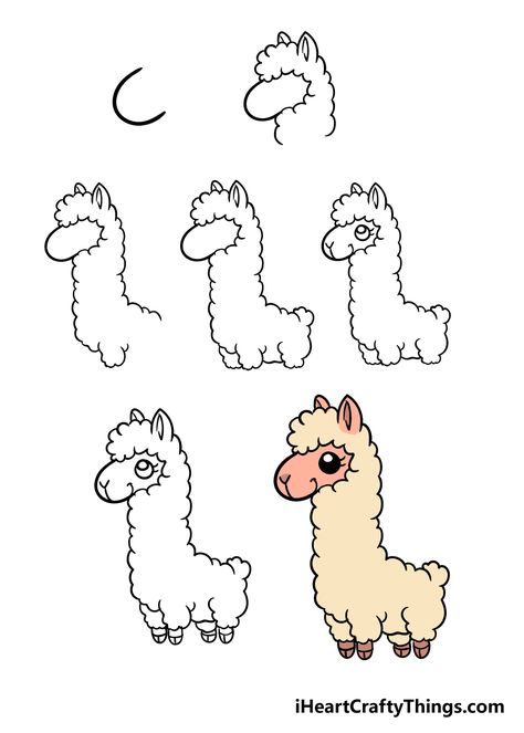 Llama Drawing - How To Draw A Llama Step By Step Llama Drawing Cute, How To Draw Llama, How To Draw A Llama Step By Step, How To Draw A Llama, Cute Llama Drawing, Llama Doodle, Llama Drawing, Cartoon Llama, Horse Family