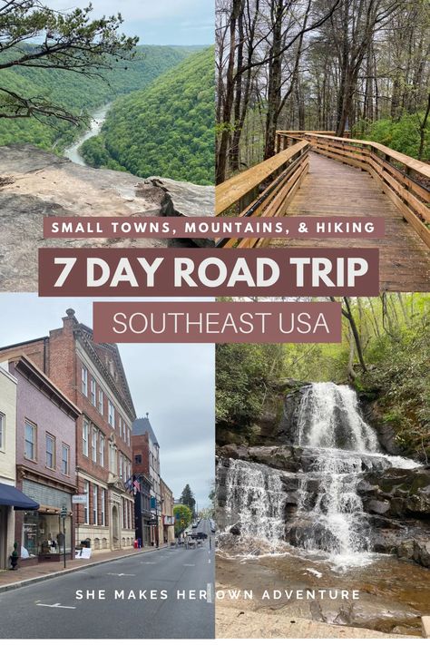 South East Road Trip Usa, Southeast Road Trip U.s. States, Southeast Road Trip, Road Trip Routes United States, Roadtrip Ideas, Kentucky Vacation, United States Road Trip, Southern Road Trips, 7 Day Itinerary