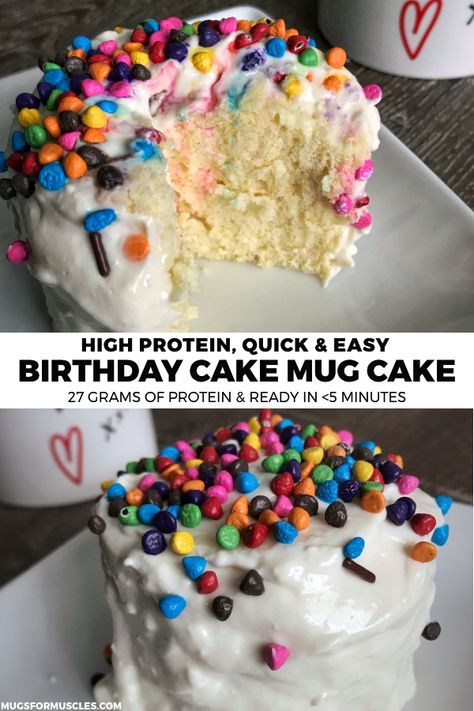 Bariatric Birthday Cake, Macro Friendly Birthday Cake, Angel Food Cake Protein Powder Recipes, Herbalife Cake Recipe, Herbalife Mug Cake Recipes, Protein Powder Mug Cake Easy, Pescience Protein Recipes, Easy Protein Desserts, Protein Birthday Cake