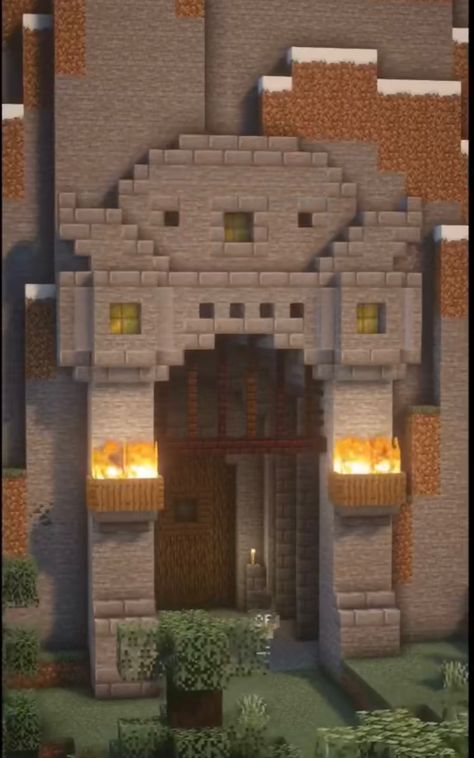 Minecraft Cave House, Minecraft Medieval Buildings, Mine Entrance, Minecraft Medieval House, Minecraft Castle Designs, Minecraft Building Blueprints, Minecraft Building Ideas, Minecraft Wall, Minecraft Houses Survival