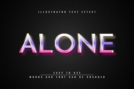 Alone - illustrator editable 3d text eff... | Premium Vector #Freepik #vector #abstract #alphabet #font #text Text Photoshop, Logo Editing, Text Effect Design, Abstract Alphabet, Photoshop Shortcut, Flower Png Images, Photoshop Digital Background, Good Photo Editing Apps, Alphabet Font