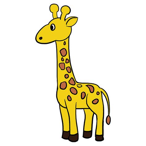 How to Draw Giraffe: Step 10 Cute Giraffe Drawing, Giraffe For Kids, Giraffe Colors, Giraffe Drawing, Cartoon Giraffe, Clip Art Library, Giraffe Art, A Giraffe, Small Drawings